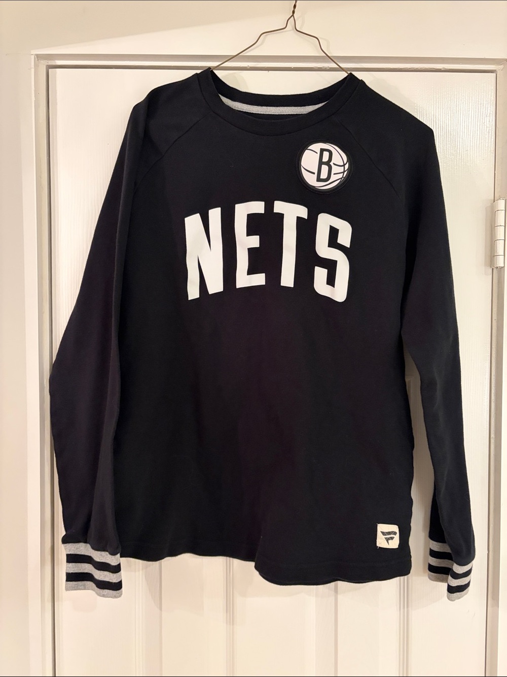 Fanatics Black Brooklyn Nets Mens Sweatshirt with White Lettering